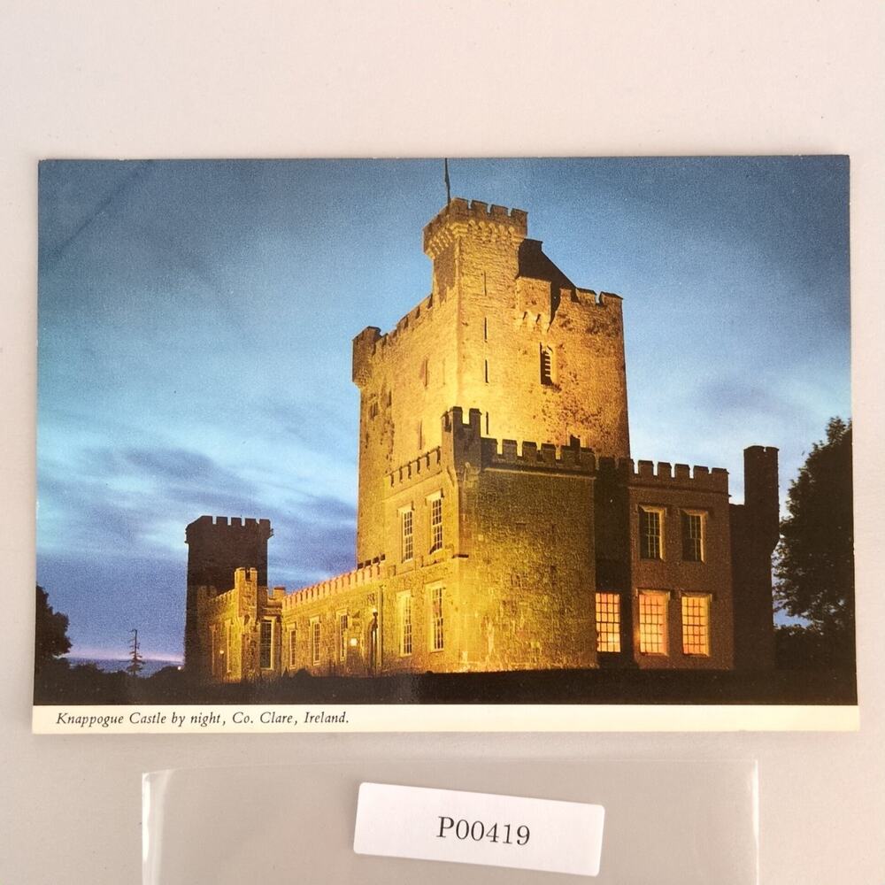 Knappogue Castle by Night, Co Clare Ireland John Hinde 1960s Postcard Souvenir